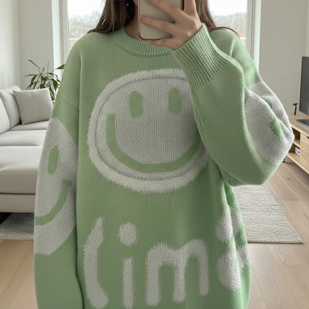 Oversized Fuzzy Smile Sweater - Image 5