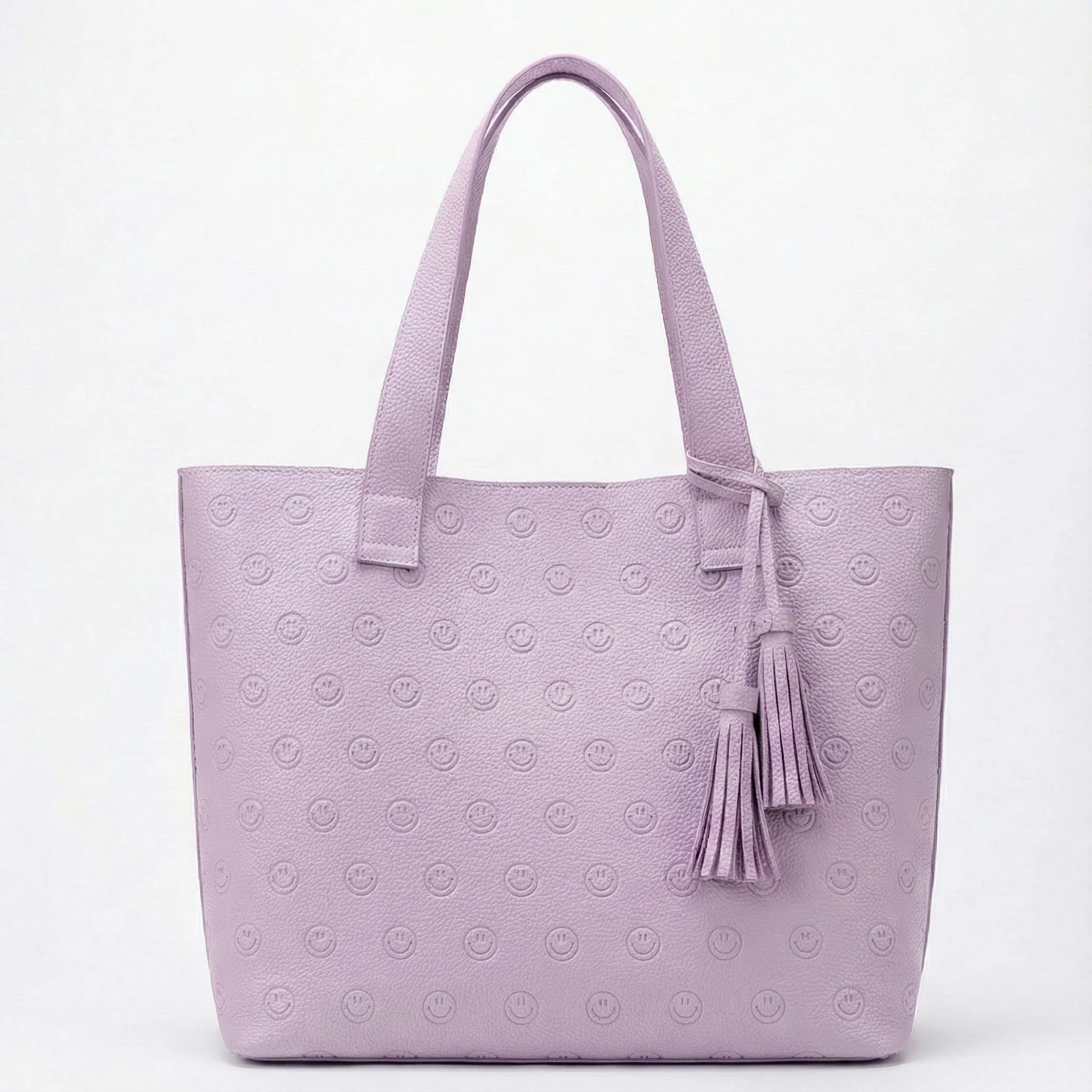 Smile Embossed Leather Tote - Image 3